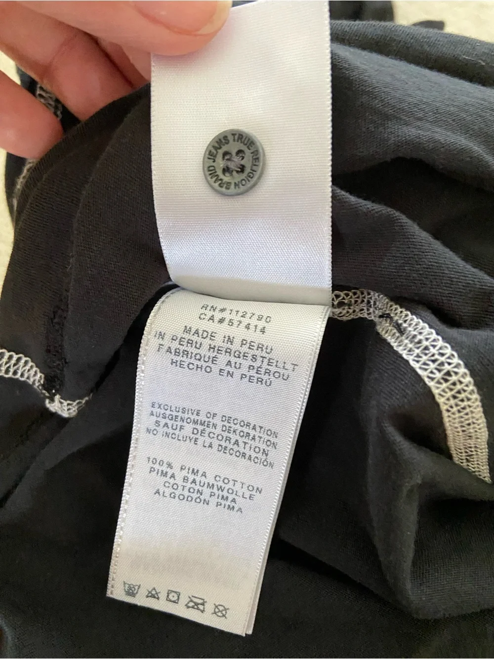 True Religion Black Long Sleeve Henley Thermal Shirt size L